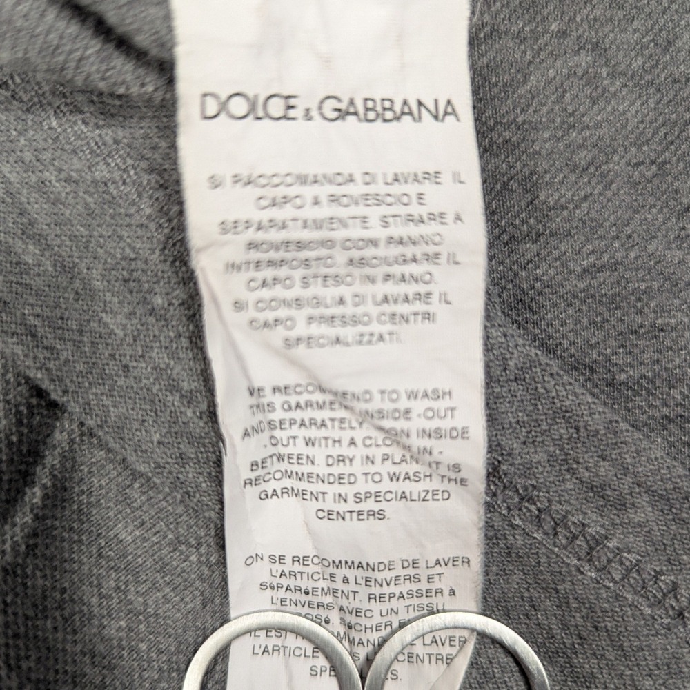 Dolce‎ & Gabbana Mens Grey Cotton Pique Polo Shirt Logo Plaque Made in Italy - Picture 7 of 8